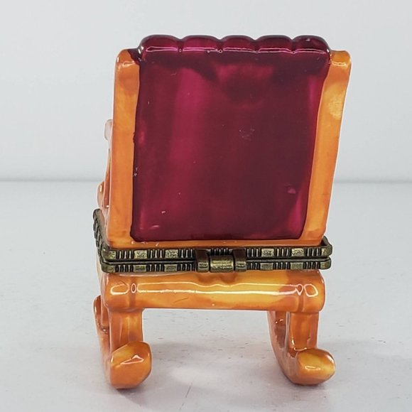 Rocking Chair Trinket Box Hinged Porcelain Ceramic Vintage - Picture 3 of 8